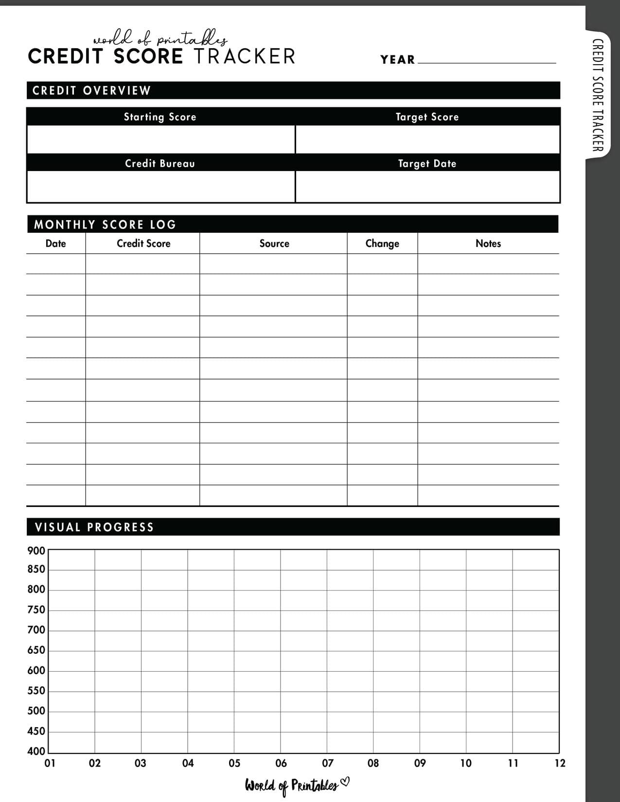 Free Credit Score Tracker Printable - World of Printables