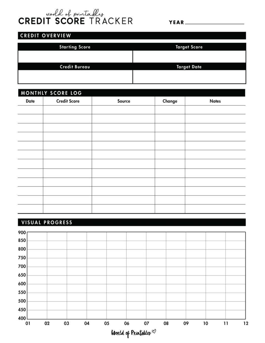 Free Credit Score Tracker Printable - World of Printables