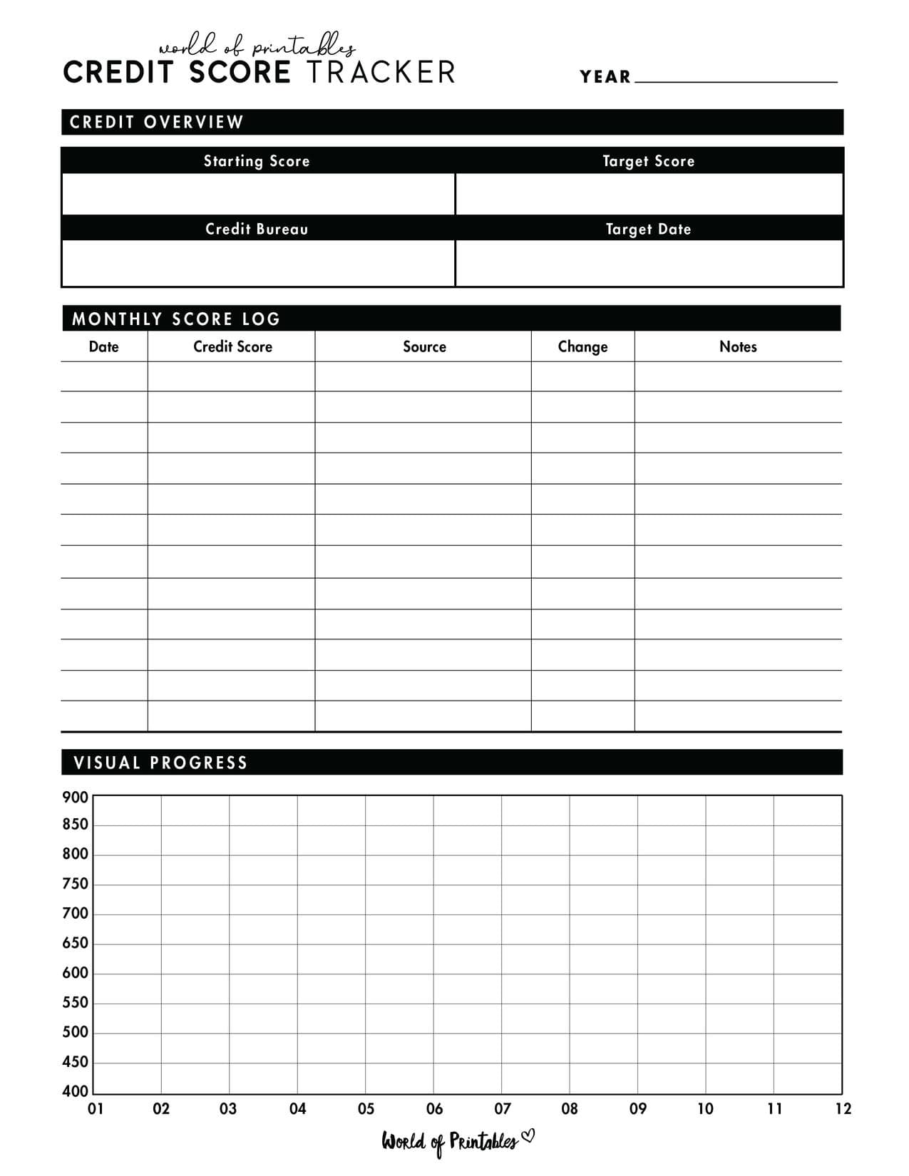 Free Credit Score Tracker Printable - World of Printables