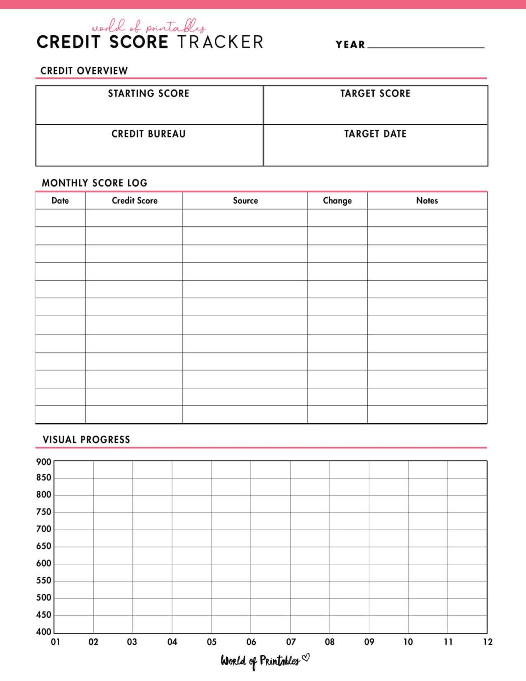 Free Credit Score Tracker Printable - World of Printables