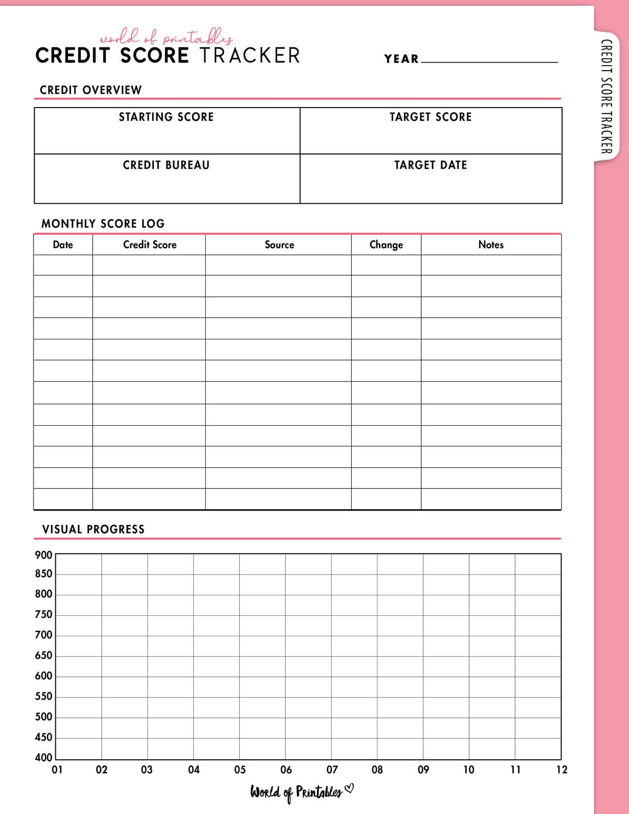 Free Credit Score Tracker Printable - World of Printables