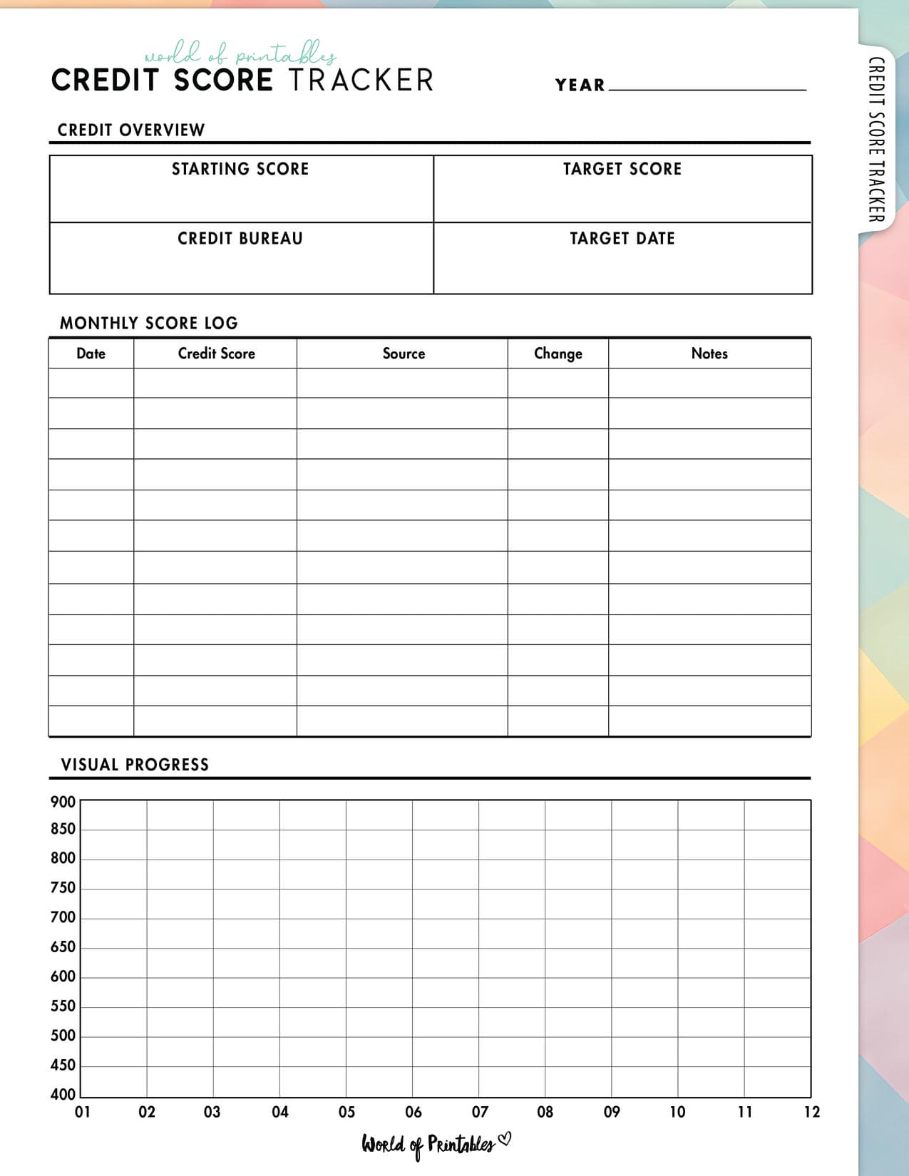 Free Credit Score Tracker Printable - World of Printables