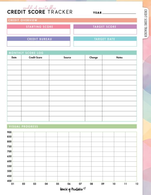 Free Credit Score Tracker Printable - World of Printables