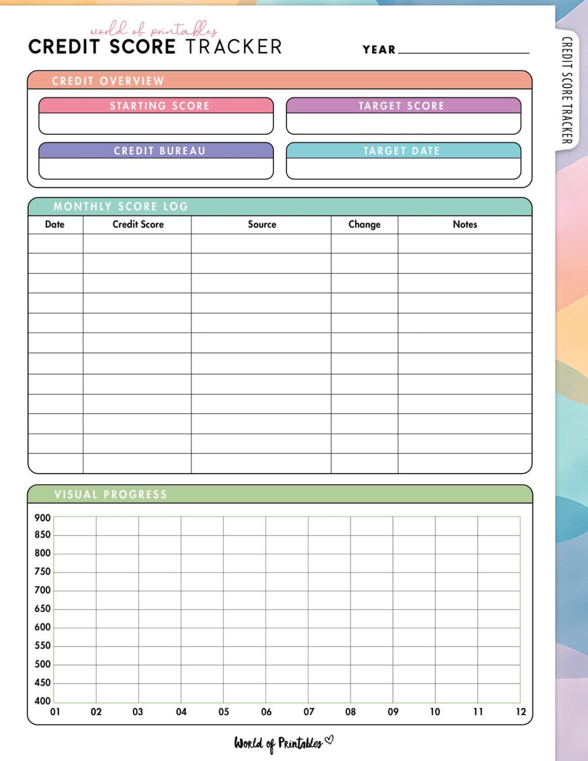Free Credit Score Tracker Printable - World of Printables