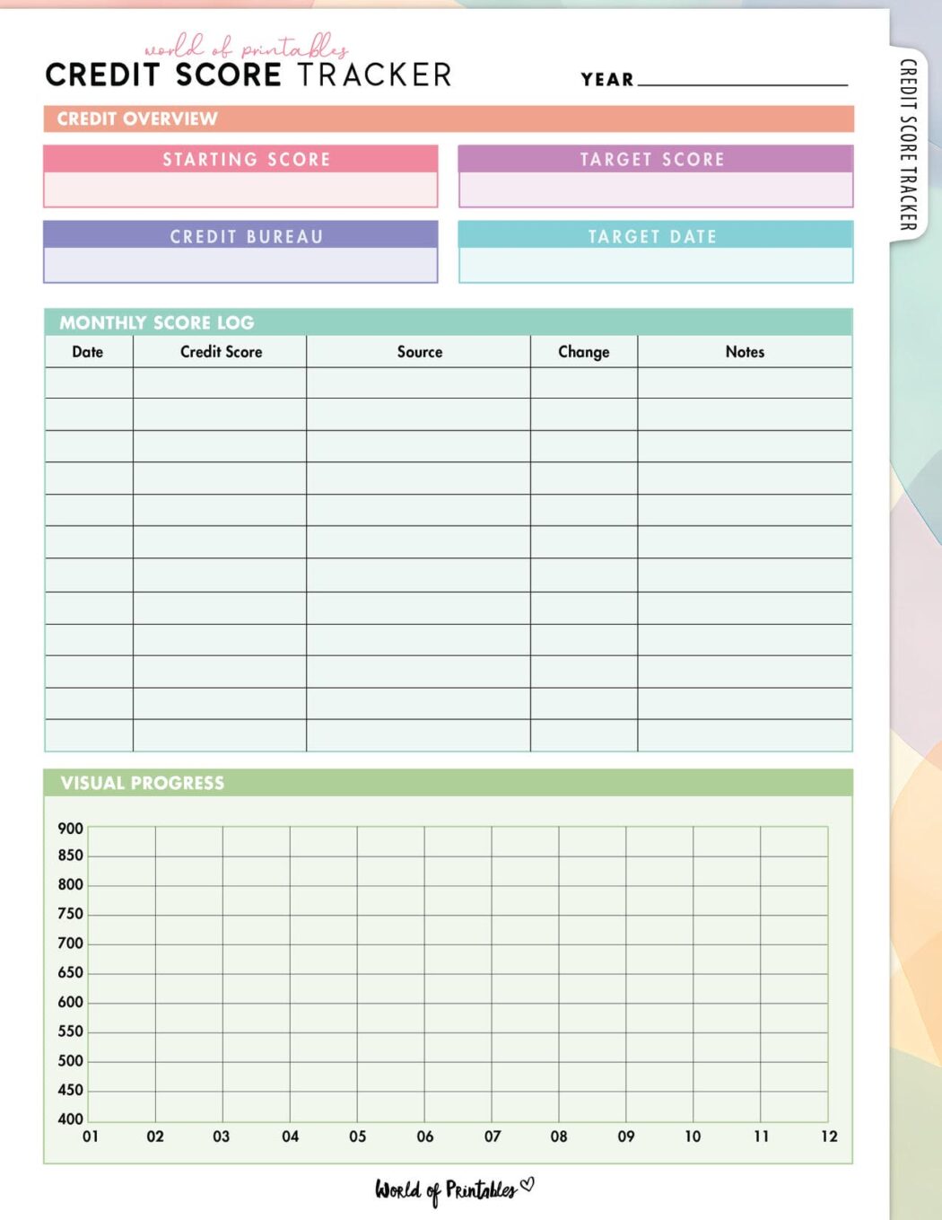 Free Credit Score Tracker Printable - World of Printables