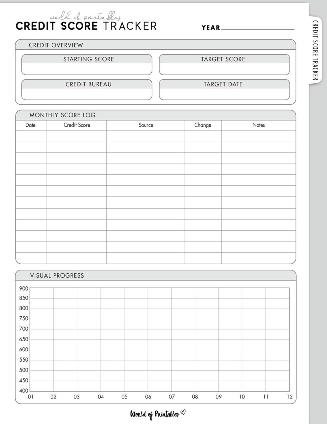 Free Credit Score Tracker Printable - World of Printables