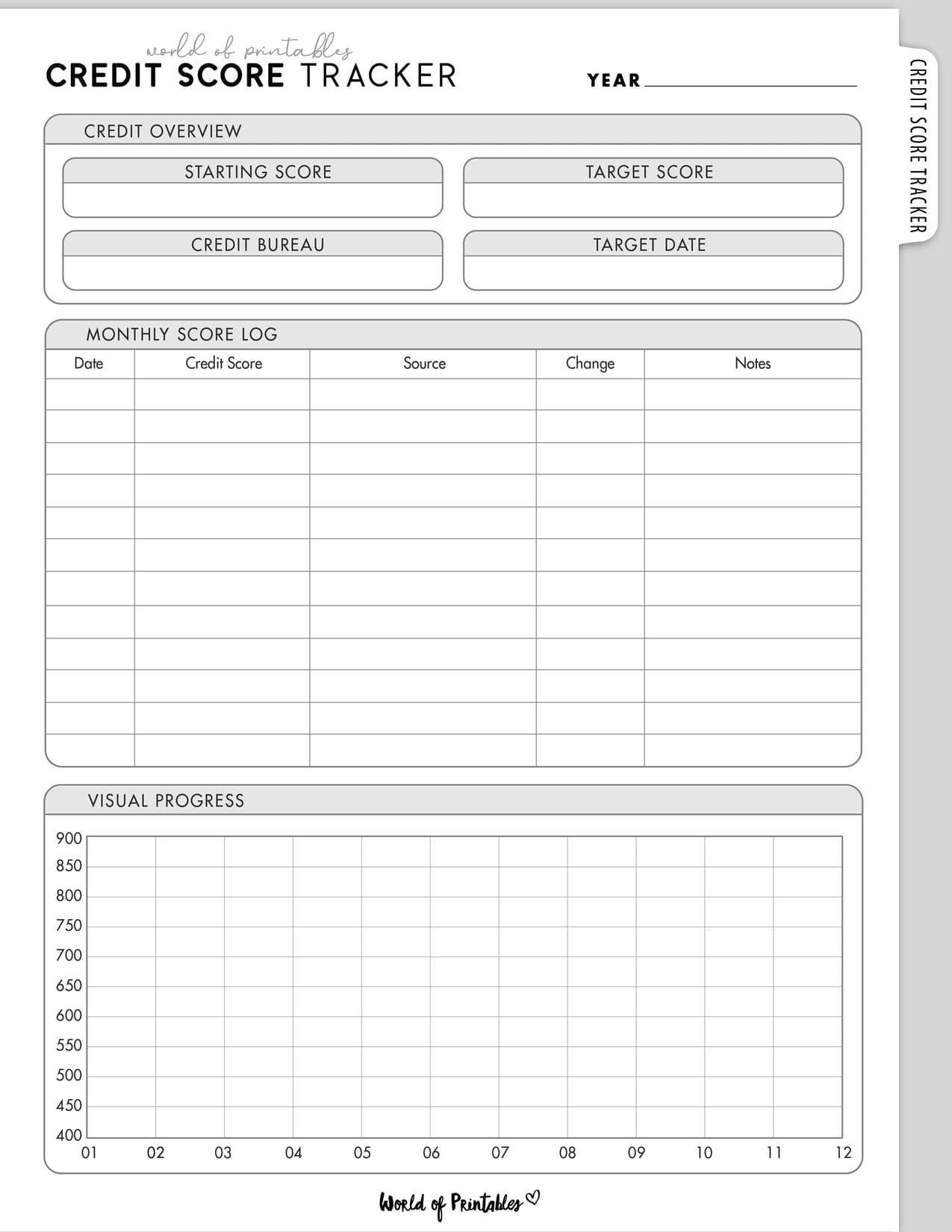 Free Credit Score Tracker Printable - World of Printables
