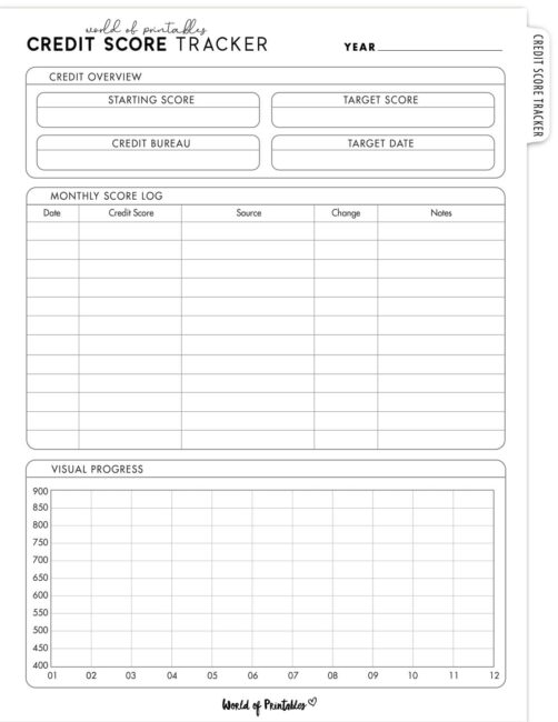 Free Credit Score Tracker Printable - World of Printables