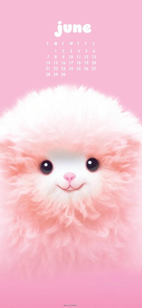 Cute Alpaca June Calendar Phone Wallpaper