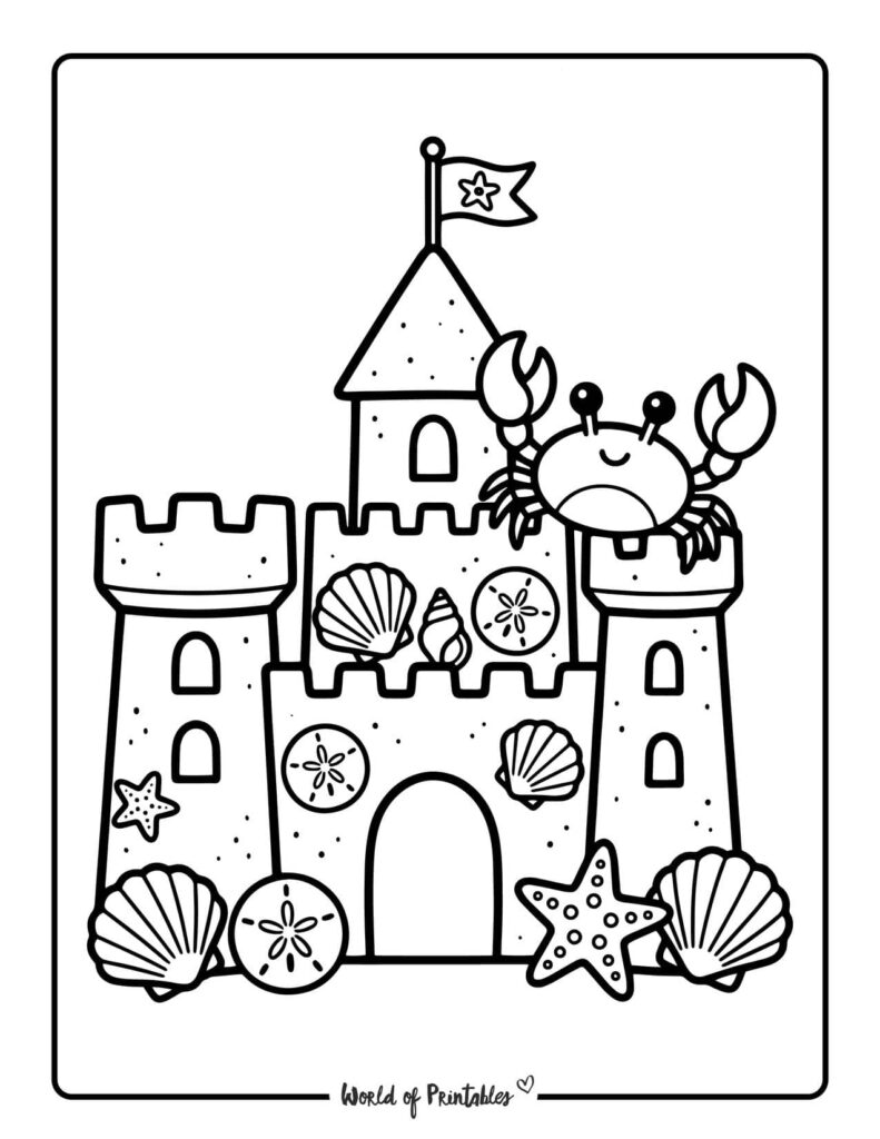 Cute Sandcastle Coloring Page