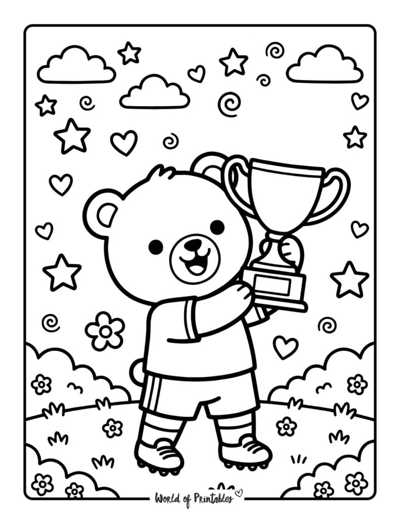 Cute Soccer Champion Coloring Page