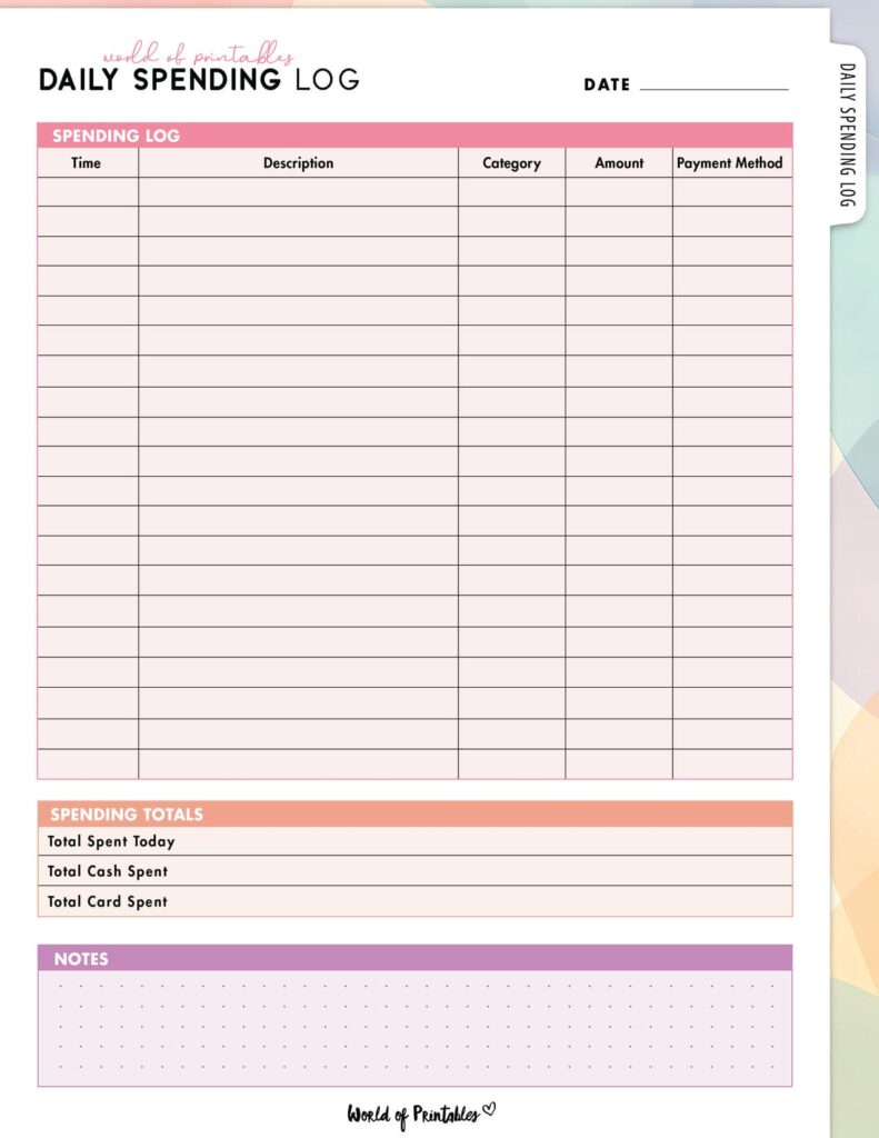 Daily Spending Log-10
