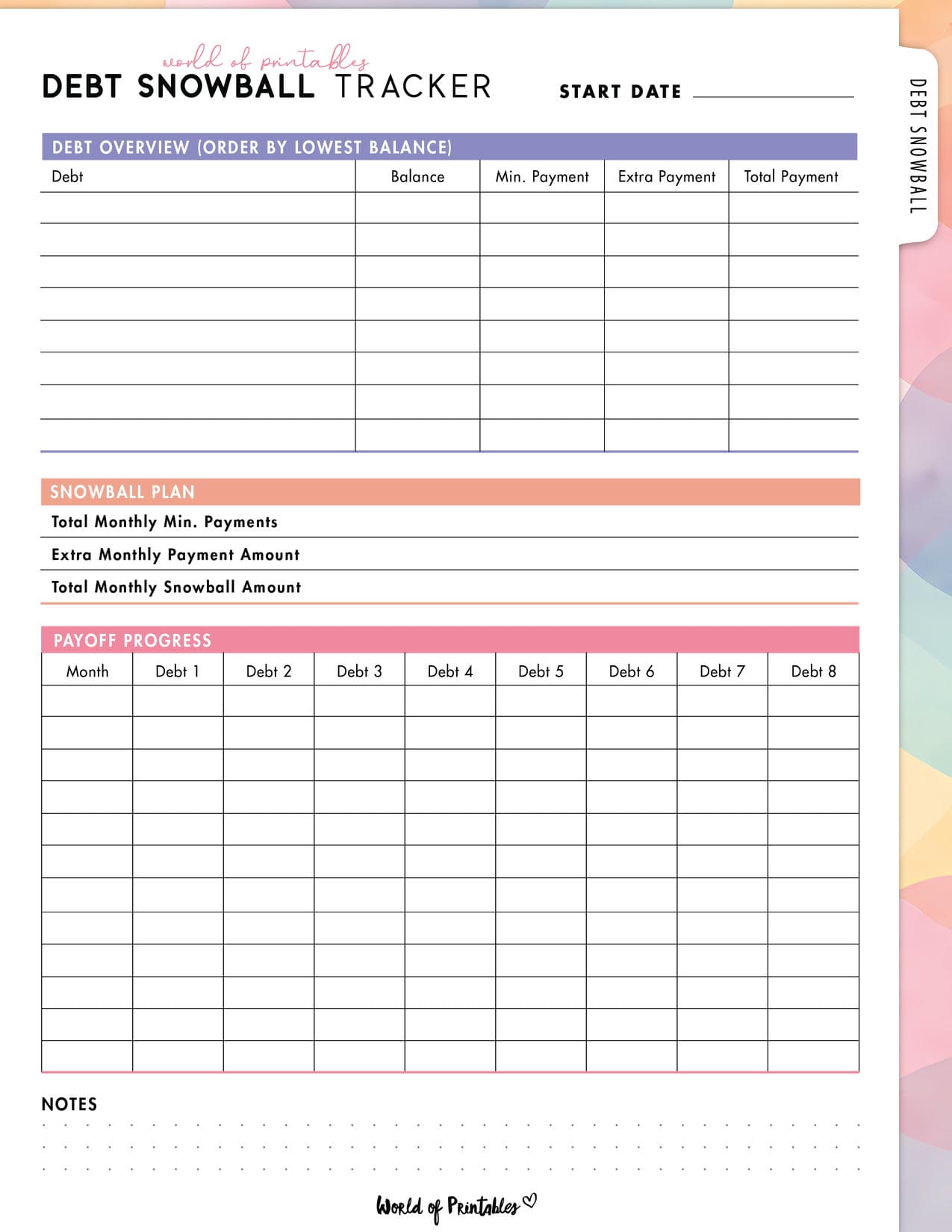 Free Debt Snowball Tracker Printable - World of Printables