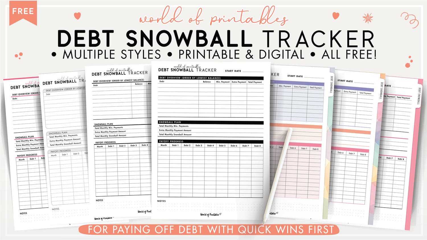 Free Debt Snowball Tracker Printable - World of Printables