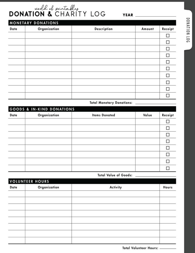 Donation & Charity Log-01