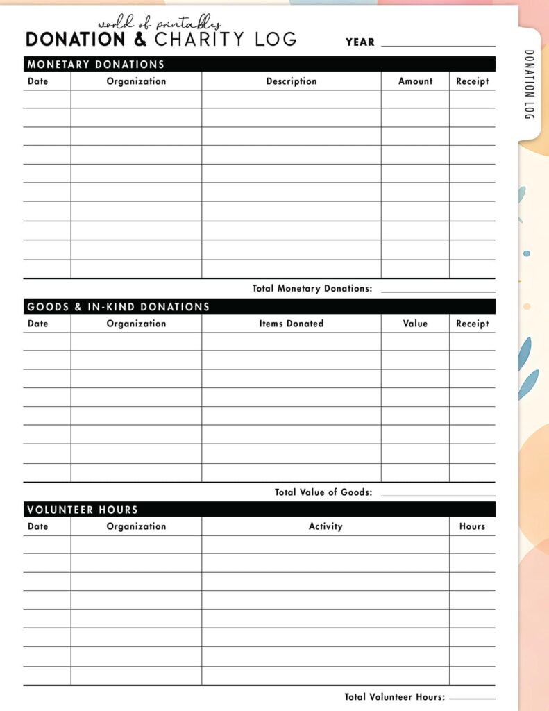 Donation & Charity Log-07