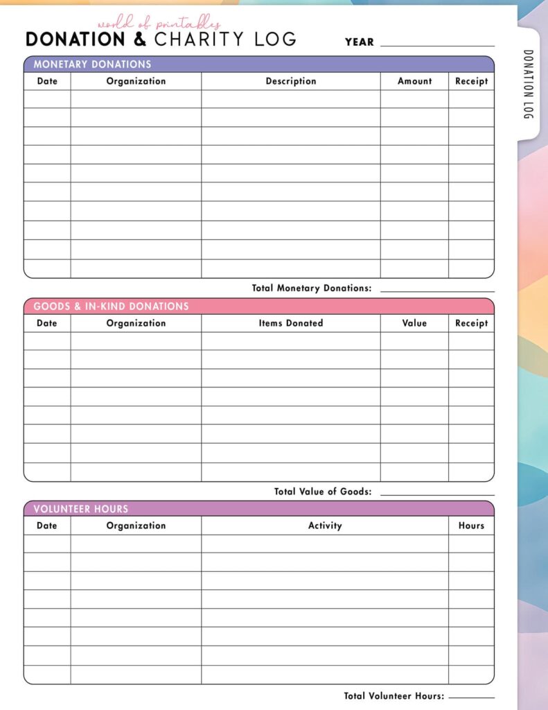 Donation & Charity Log-09