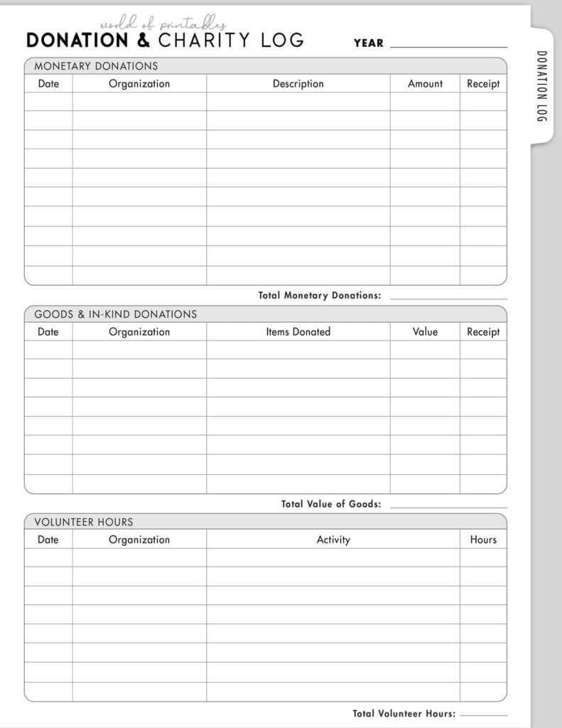 Donation & Charity Log-11