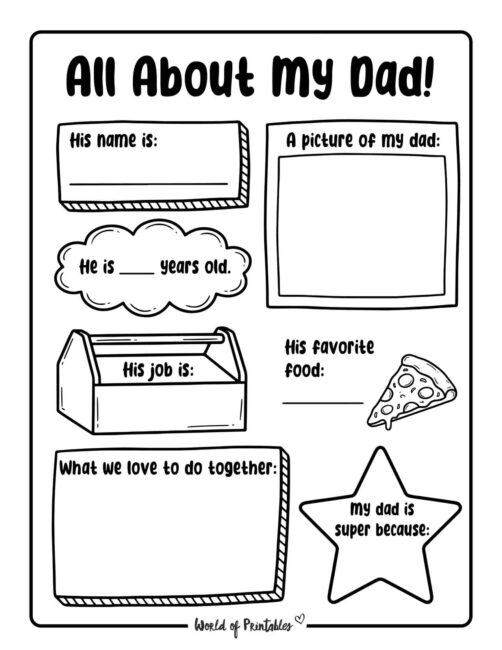 Free Printable All About My Dad Worksheet For Father’s Day - World of ...