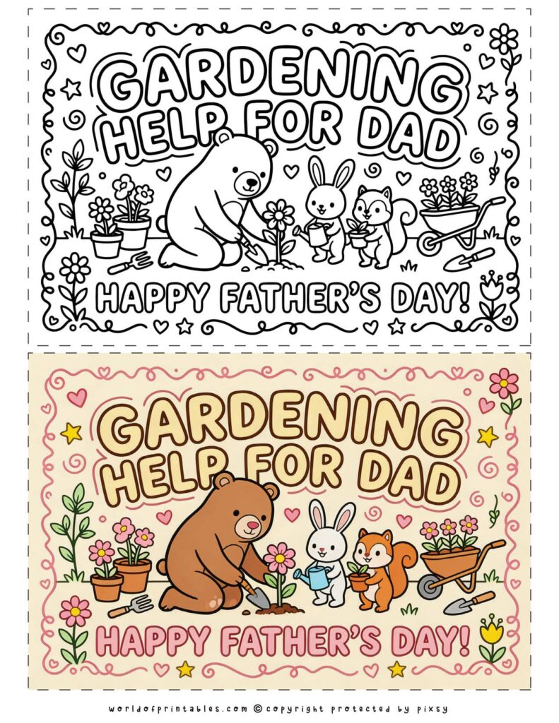 Gardening Help Printable Father’s Day Coupons - set of 2