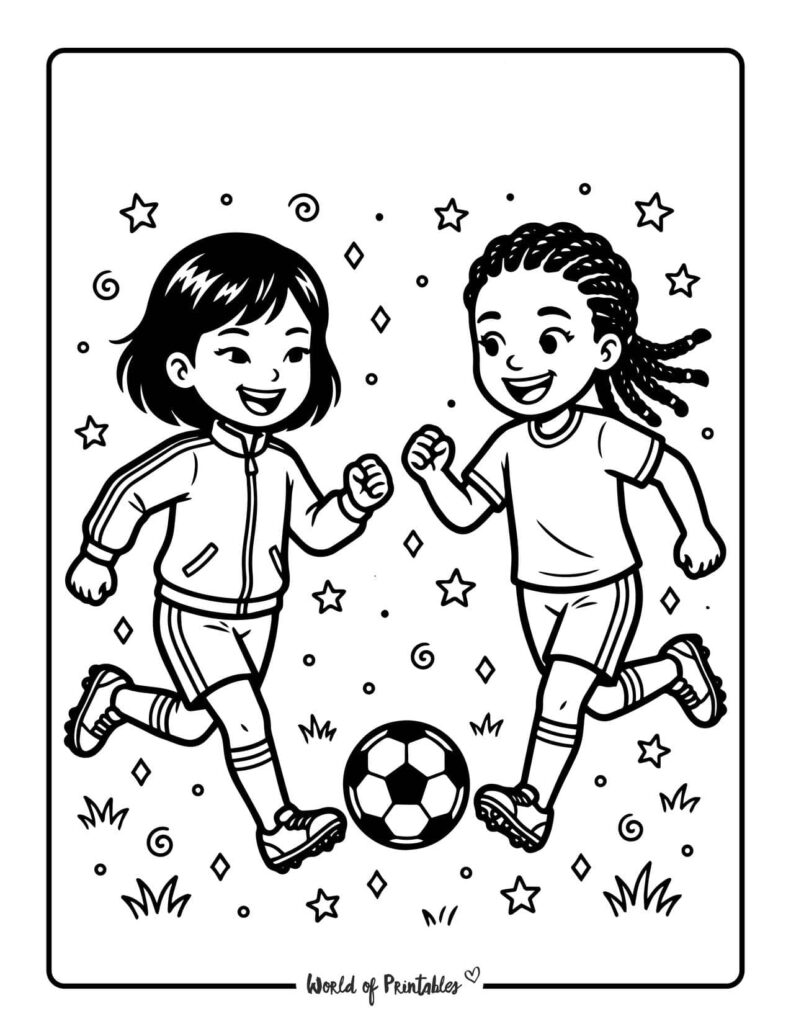 Girl Soccer Player Coloring Page