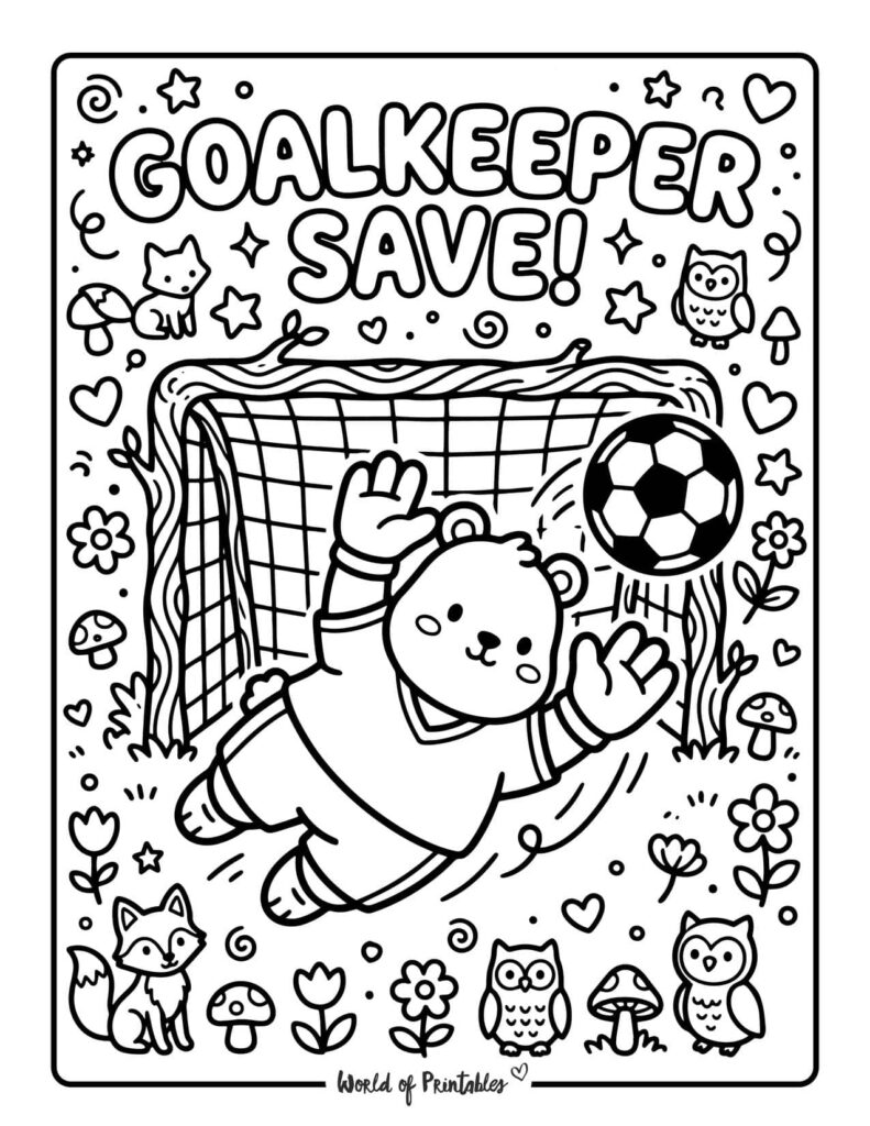 Goalkeeper Save Coloring Page