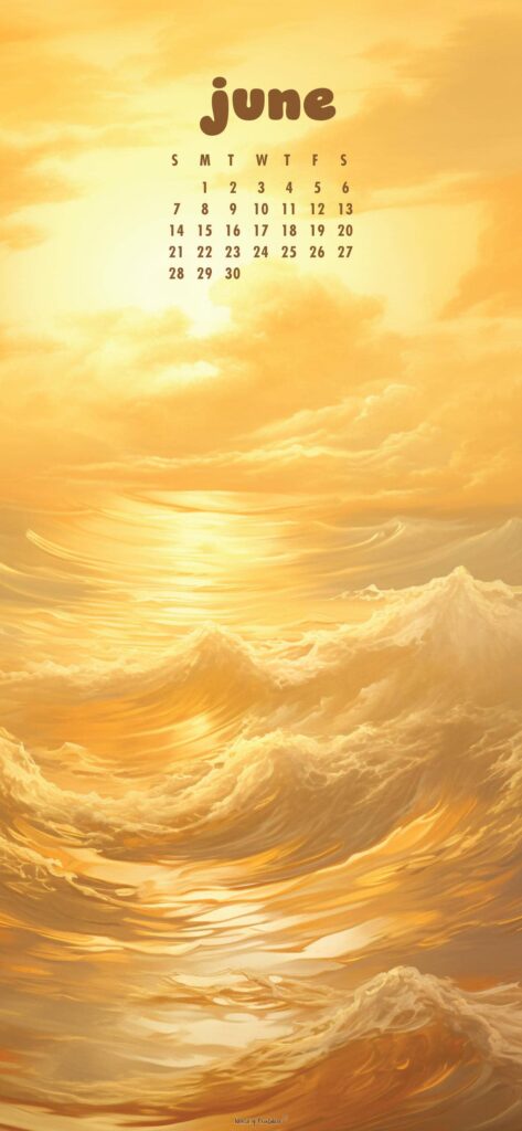 Golden Ocean June Calendar Phone Wallpaper