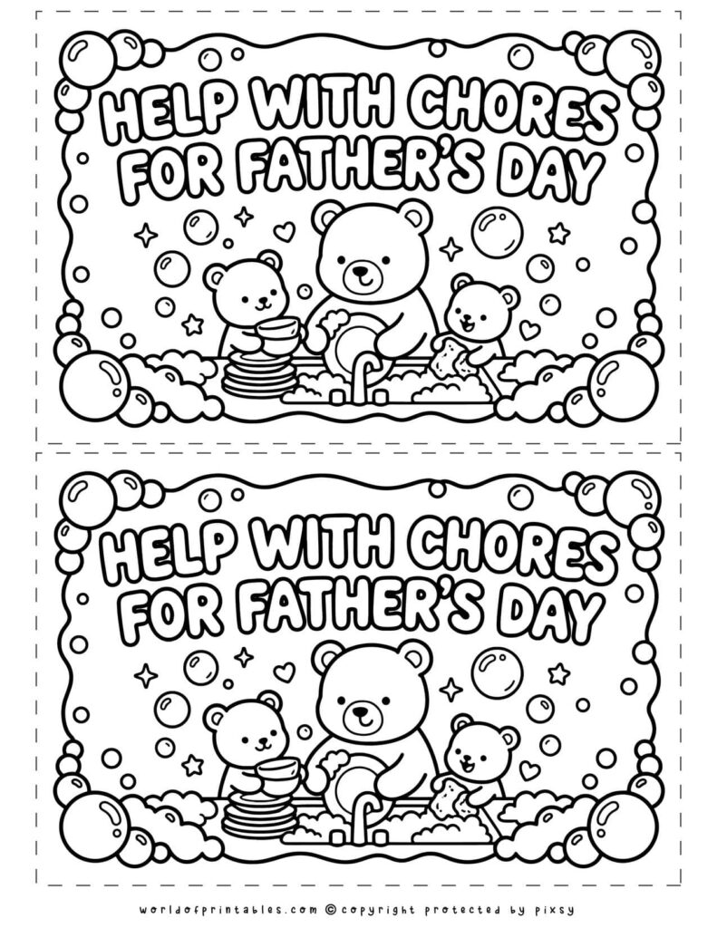Help with Chores Printable Father’s Day Coupons