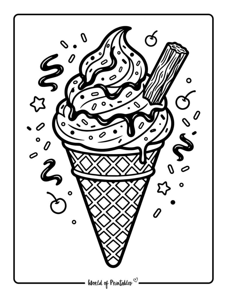 Ice Cream Cone Coloring Page