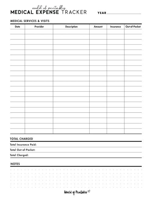 Free Medical Expense Tracker Printable - World of Printables