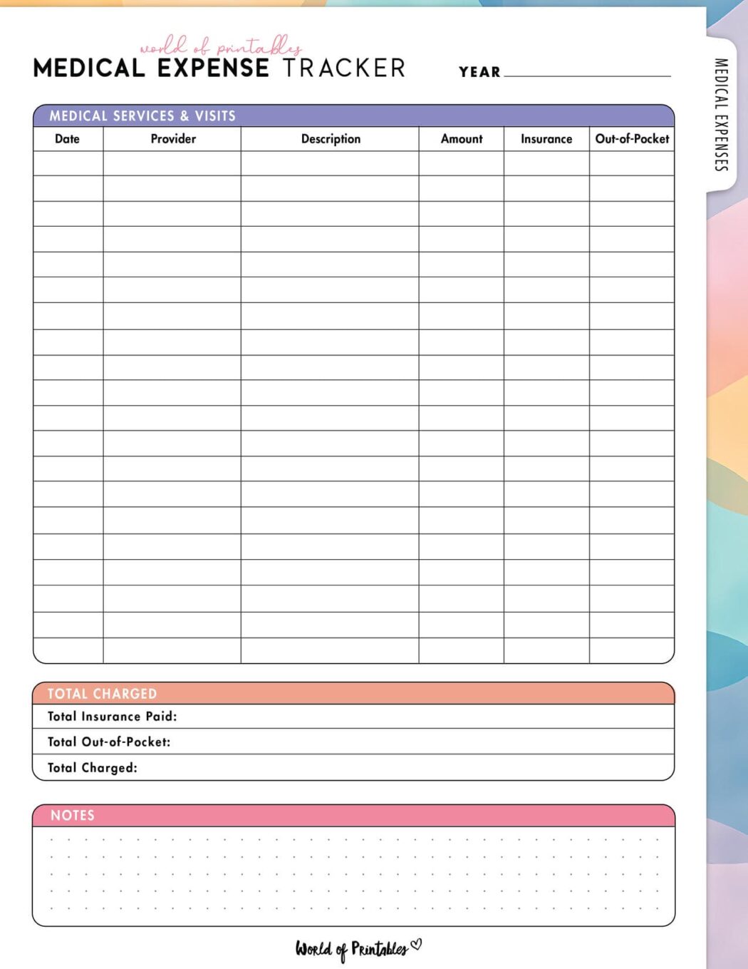 Free Medical Expense Tracker Printable - World of Printables