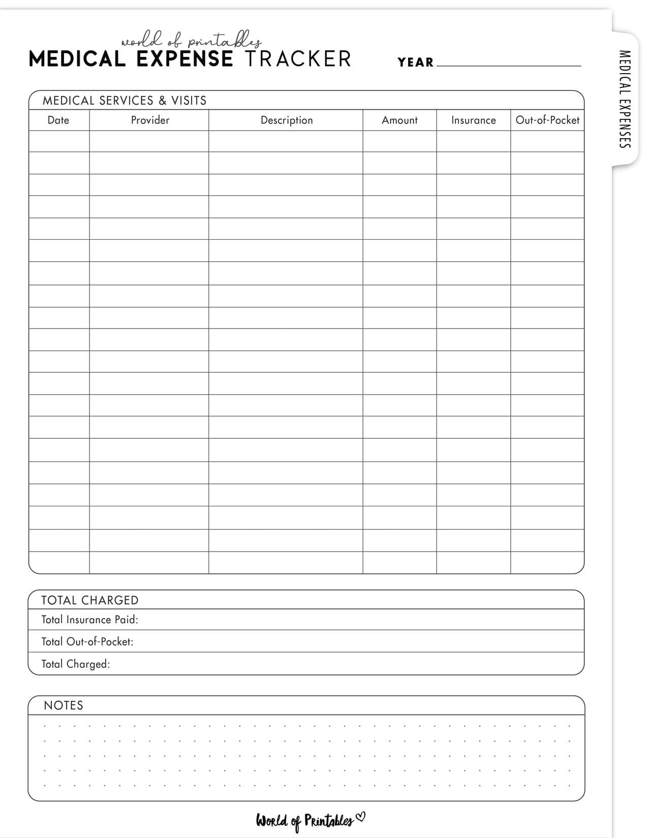 Free Medical Expense Tracker Printable - World of Printables