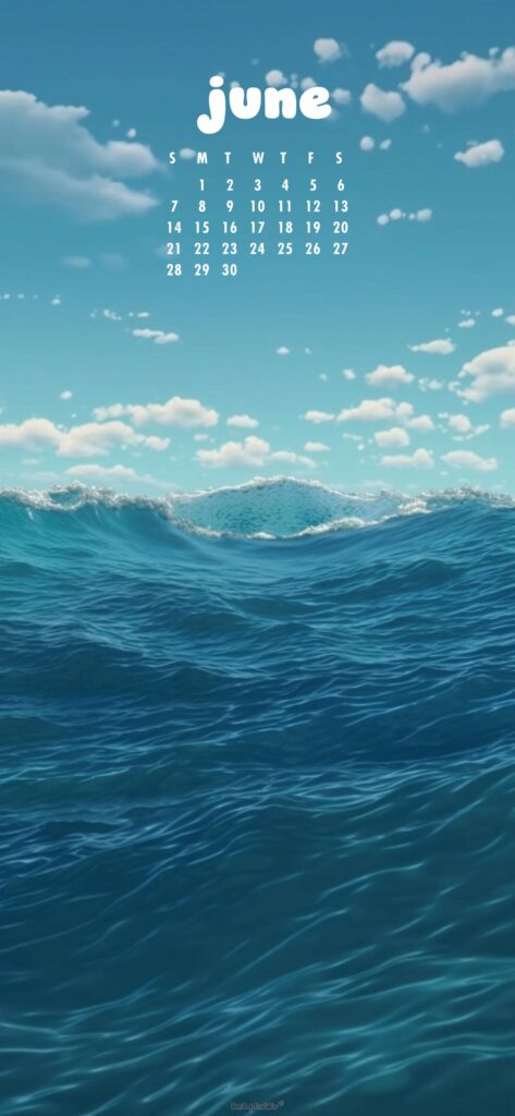 Ocean June Calendar Phone Wallpaper