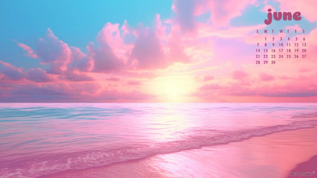 Pastel Beach June Calendar Wallpaper For Desktop