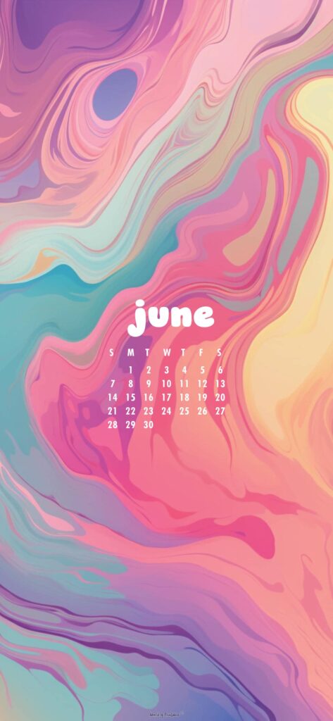 Pastel Slime June Calendar Phone Wallpaper