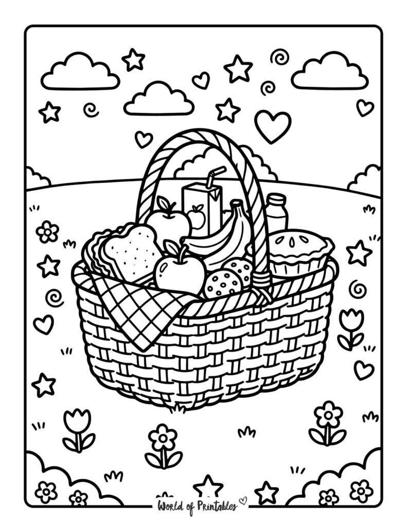 Picnic Basket Coloring Page