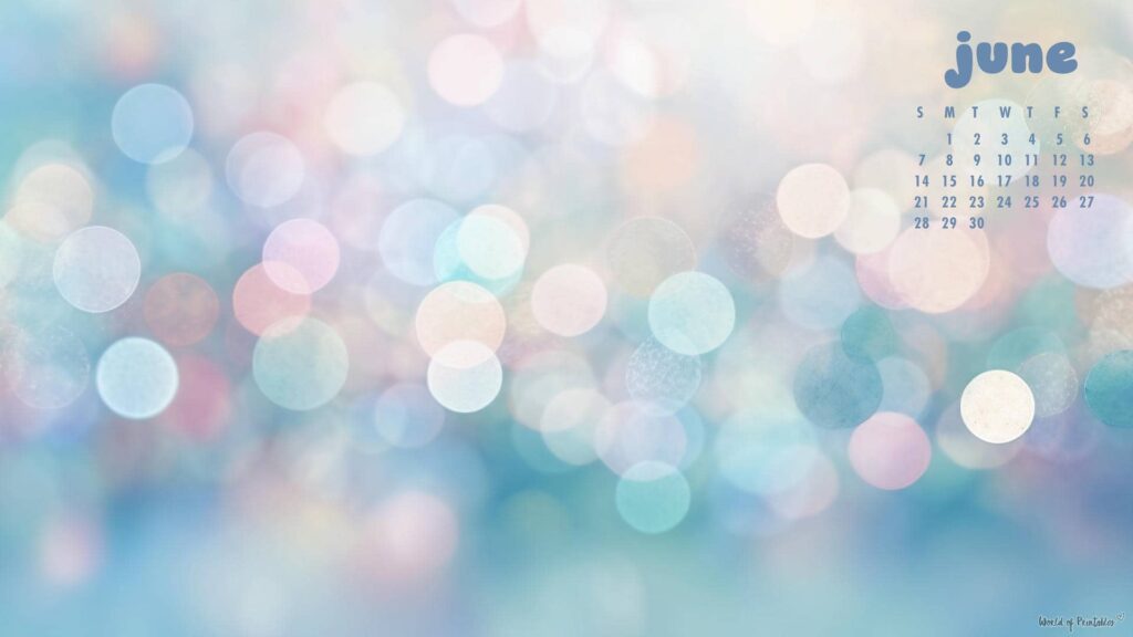 Pretty Bokeh June Calendar Wallpaper For Desktop