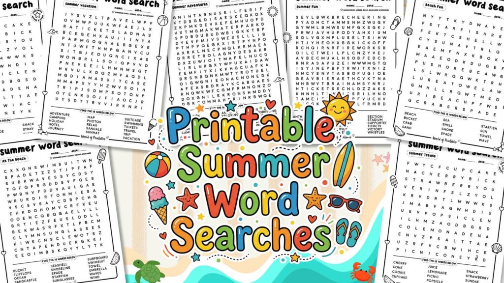 Printable Summer word searches