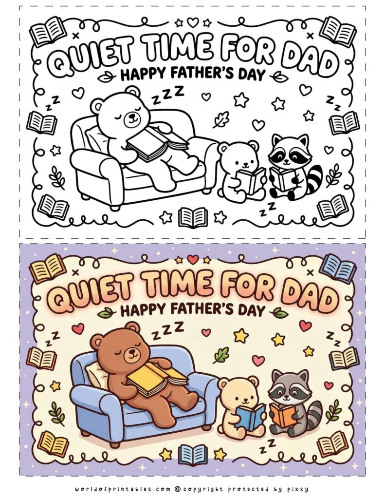 Quiet Time For Dad Printable Father’s Day Coupons - set of 2