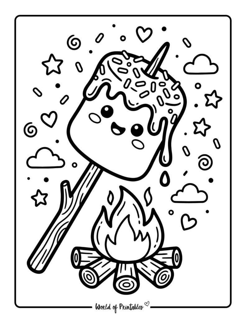 Roasting Marshmallows Coloring Page