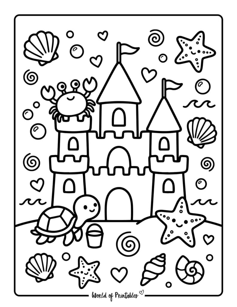 Sandcastle Coloring Page