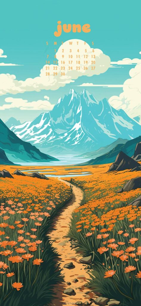 Scenic June Calendar Phone Wallpaper