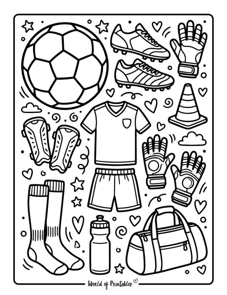 Soccer Equipment Coloring Page