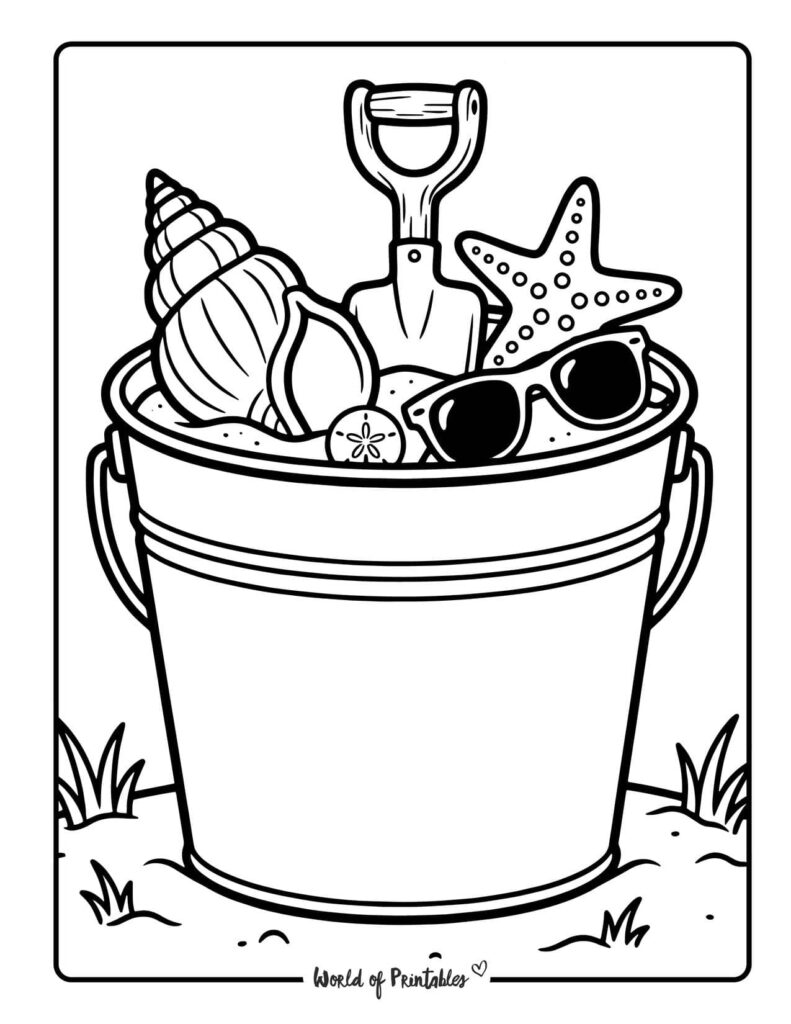 Summer Bucket List Coloring Page