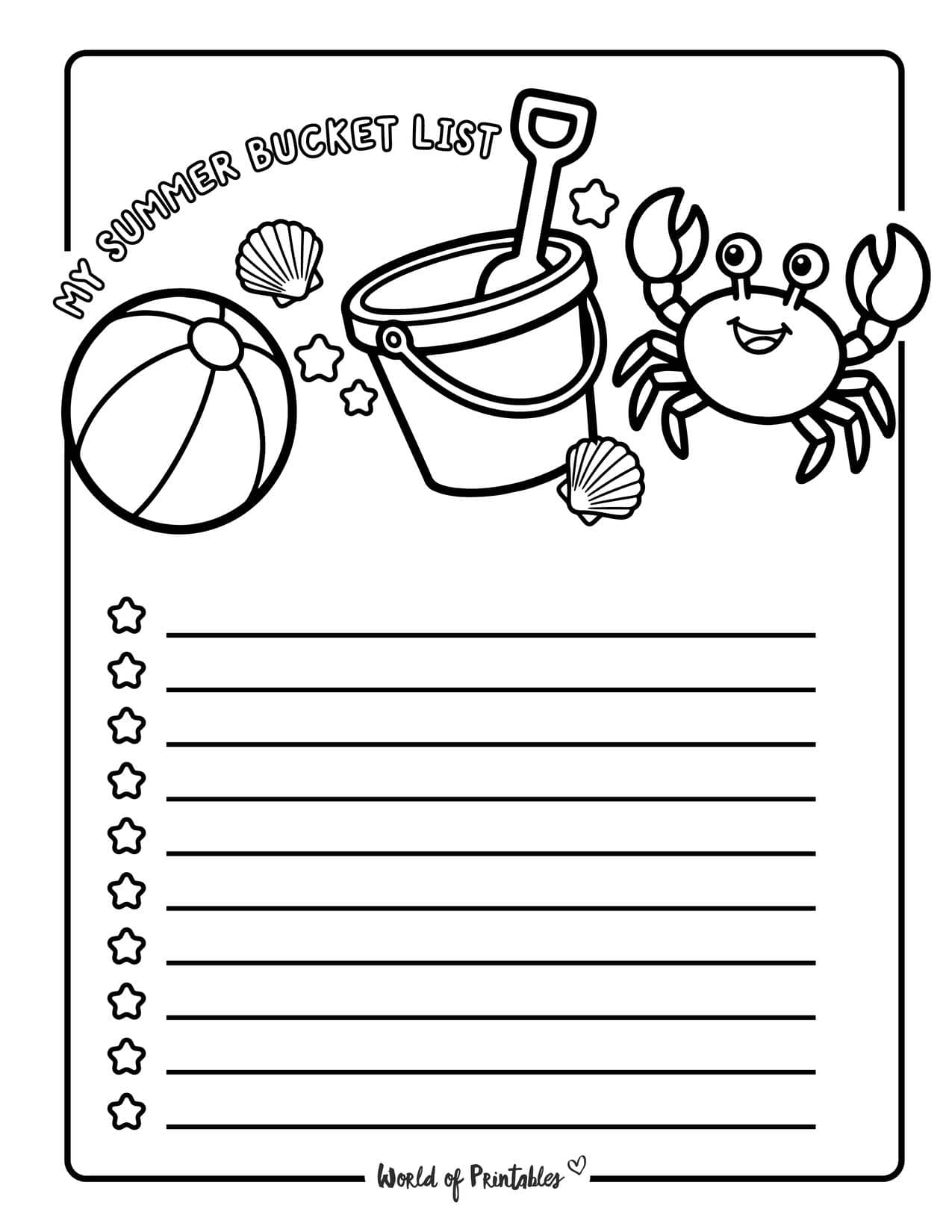 Free Printable Summer Bucket List For Kids - World of Printables