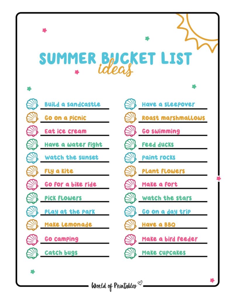 Summer Bucket List Ideas