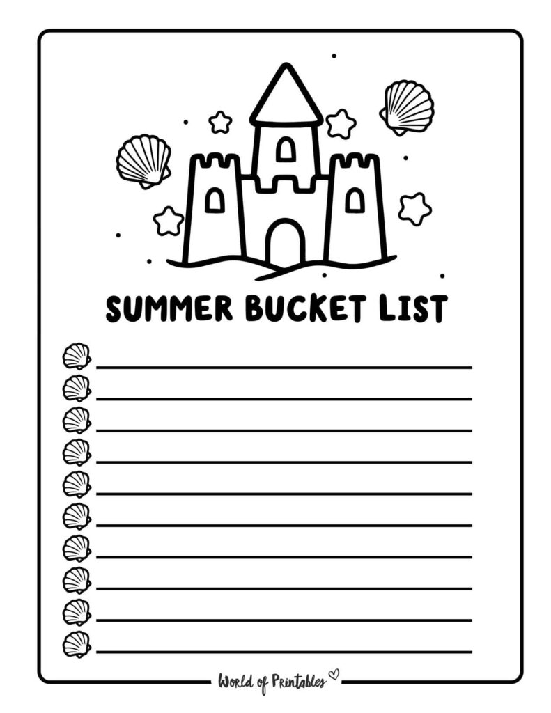 Summer Bucket List Printable