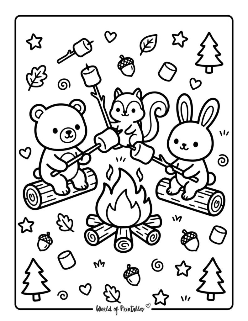 Summer Campfire Coloring Page