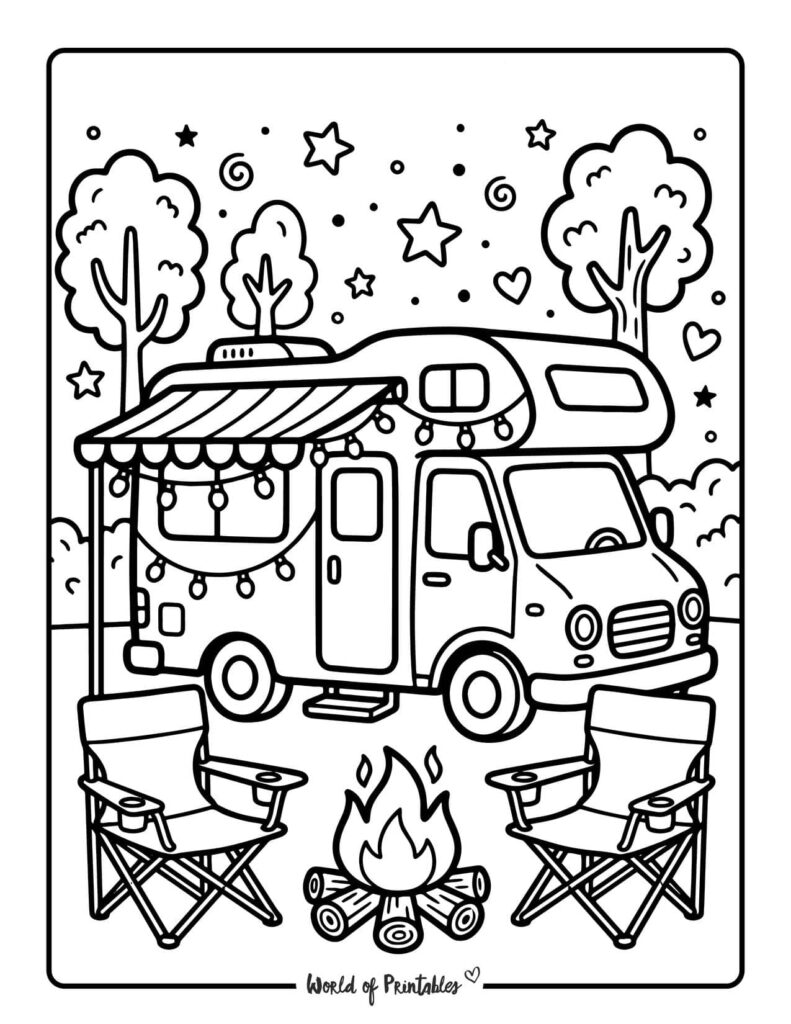 Summer Camping Coloring Page