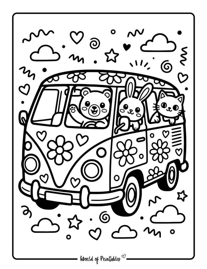 Summer Road Trip Coloring Page